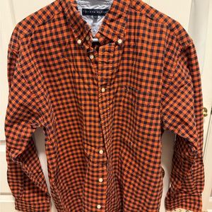 Tommy Hilfiger Orange and Black Casual Button Down Shirt